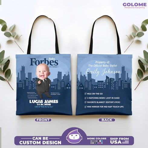 Personalized Baby Forbes Tote Bag – Custom Baby CEO Design | Funny Gift for Mom & Baby